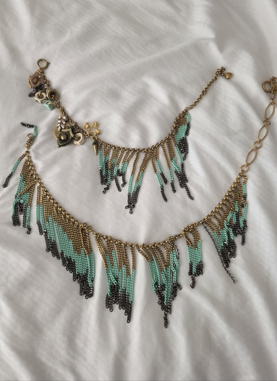 Gold-Tone and Mint Beaded Fringe Necklace Set By JUICY COUTURE - Women Jewelry